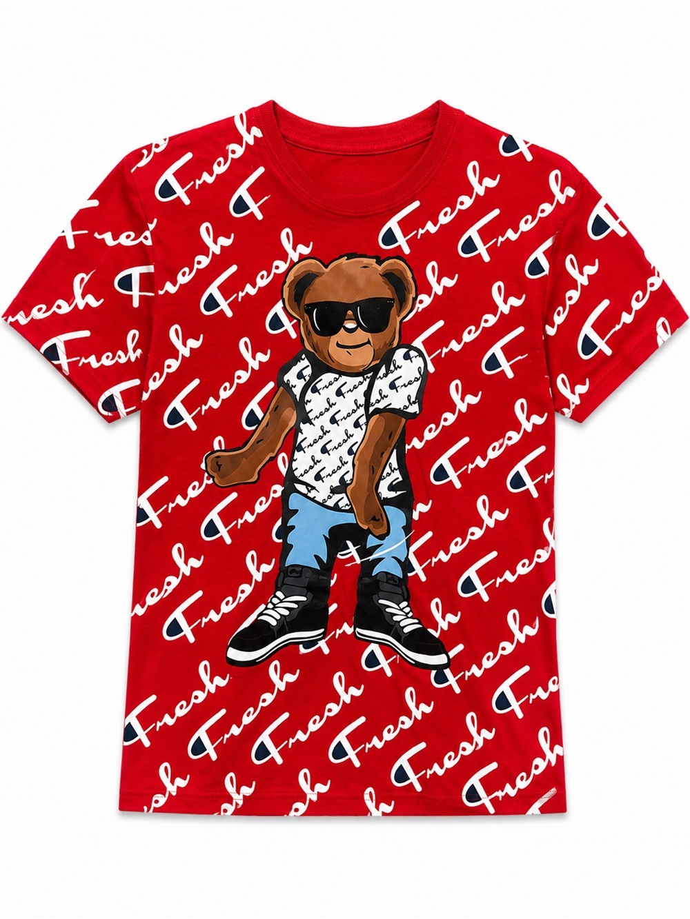 Kids' Red Bear Graphic Tee with Fresh Print